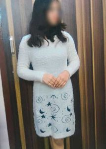 Fluffy White Sweater Dress