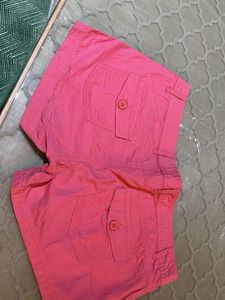 Salmon Pink Buttoned Shorts Size US 10
