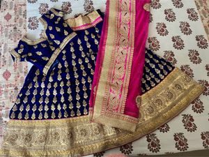 Heavy Embroidered Navy Blue Velvet Lehenga Choli