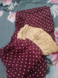 Dark Purple Satin Border Saree