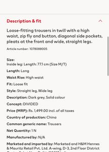 Wide Leg Trousers Grey H&amp;M
