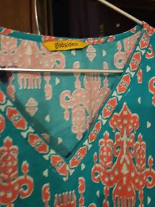 Turquoise &amp; Peach Print Dress