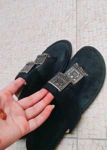 Black Flats with Silver Detail