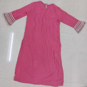 Pink Global Desi Embroidered Kurta