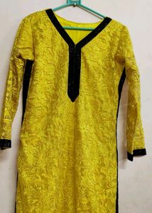 Yellow Net Plazo Suit