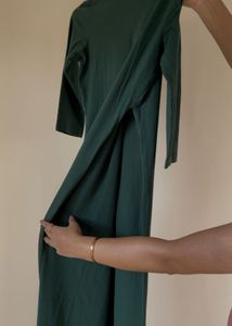 Green High Neck and Slit Straight Kurti