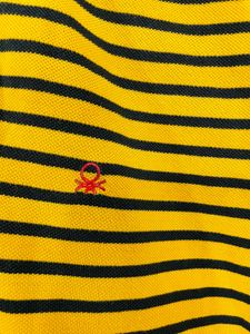 Benetton Yellow And Black Strips Polo T-shirt