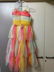 Girls Multicolour Long Gown Net