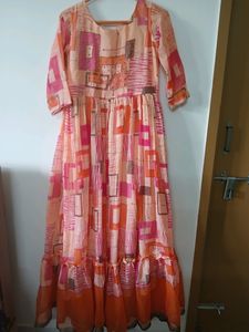 Orange Patterned Maxi Dress
