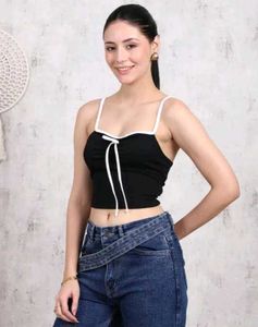 Shein Spaghetti Strap Ruched Bow Detail Ribbed