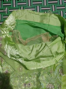 Stone And Thread Work Parrot Green Gown