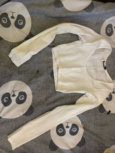White Long Sleeve Crop Top