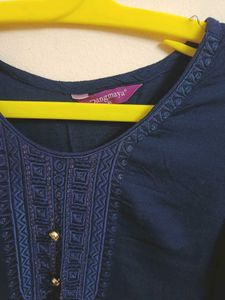Navy Blue Embroidered Kurta