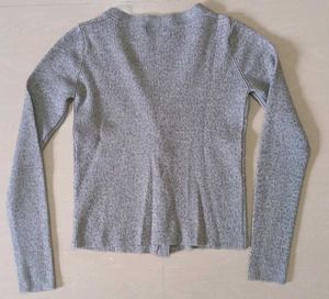 Button-up V-neck cardigan sweater