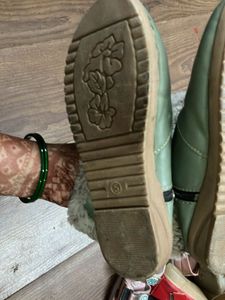 Green Fur Lined Boots size 6-7 years