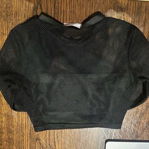 Black Mesh Long Sleeve Top