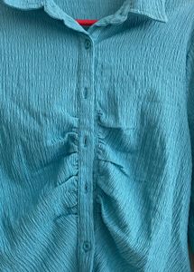 Textured Shirt With Ruched Detail