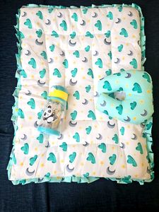 Dual-Sided Baby Bed + Sealed Pack Bottle &amp; Pillow