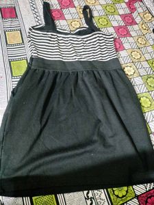 Striped &amp; Black Fit and Flare Dress