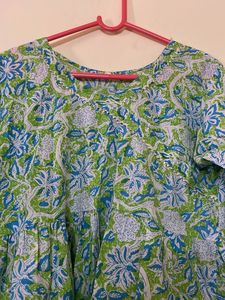 Vibrant Floral Print Short Kurti