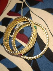 Gold Plated Ad Stone Bangles