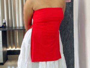 Red Strapless Tube Top