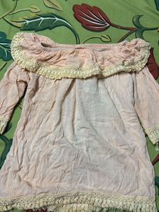 Boho Off-Shoulder Tunic with Crochet Trim