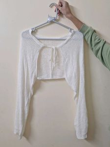 White Cropped Knit Shrug