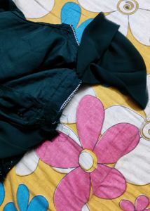 Elegant Green Ethnic nayra suit with short sleeves