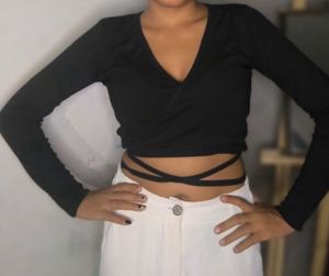 Black Wrap Crop Top