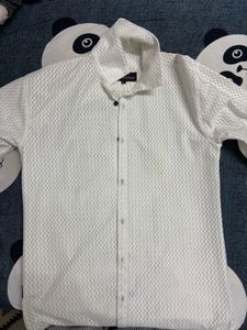 Textured White Casual Shirt