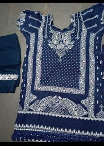 pakistani printed blue dress