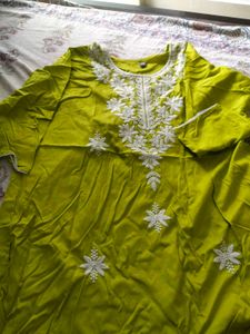 Lime Green Embroidered Kurta