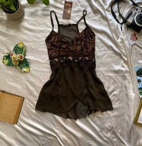 Brown Velvet Halter Top