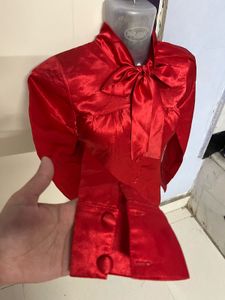 Red Silk Shirt Top