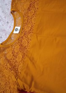 Mustard color Kurti (Size XXL), brown dupatta free