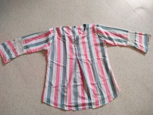 Striped Casual Top with Lace Detail