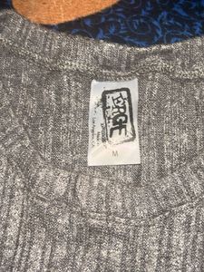 Gray Ribbed Sleeveless Top