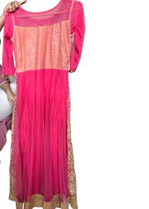 Beautiful Gown , Mirror Work, Pink Colour