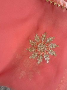Party Wear Light Weight Saree With Gota Border