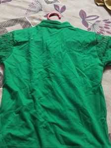 Green Lace Sleeve blouse