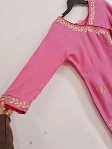 Pink Gotta Patti Work Kurta 🎀