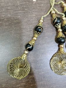 Black And Golden Danglers For Blouse