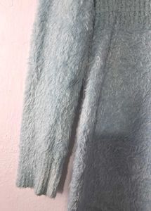 Blue Fuzzy Sweater Dress