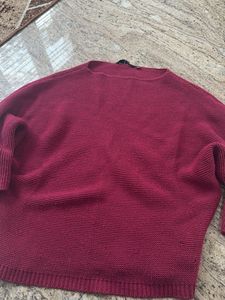 Burgundy Knit Pullover Sweater