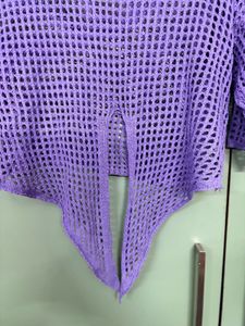 Crociet Pattern Purple Top