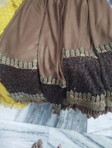 Brown &amp; Gold Embellished Fabric