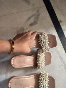 Pearl Embellished Slides  [ only 1 pair]