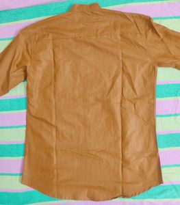 Men Regular Fit Solid Mandarin Collar Casual Shirt