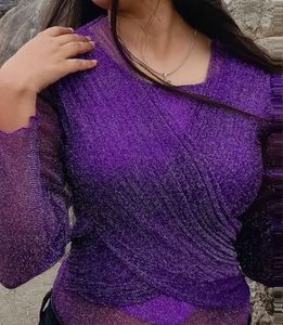 SHIMMER PURPLE WRAP TOP